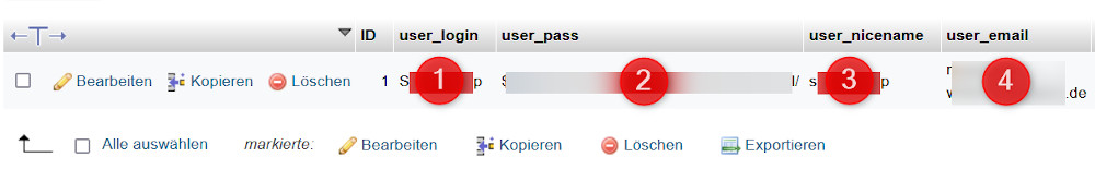 Login-Probleme in WordPress - Abbildung - User-Tabelle befragen