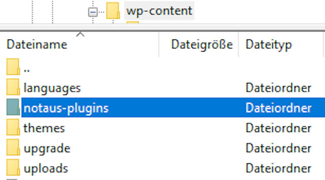 Abbildung - Notabschaltung Plugins per FileZilla