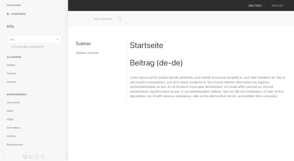 Abbildung: YOOtheme Pro - Startseite